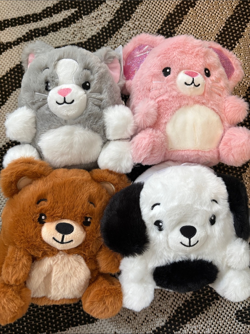 🆕American Greetings 4 Piece Zipper Pocket Plush Animals